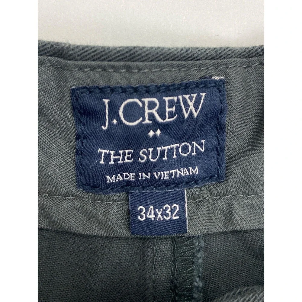 J CREW Sutton Mens 34x32 Dark Gray Soft 100% Cotton Straight Khaki/Chino Pants